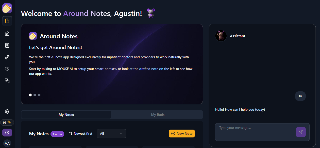 Around Notes app - Screenshot del proyecto
