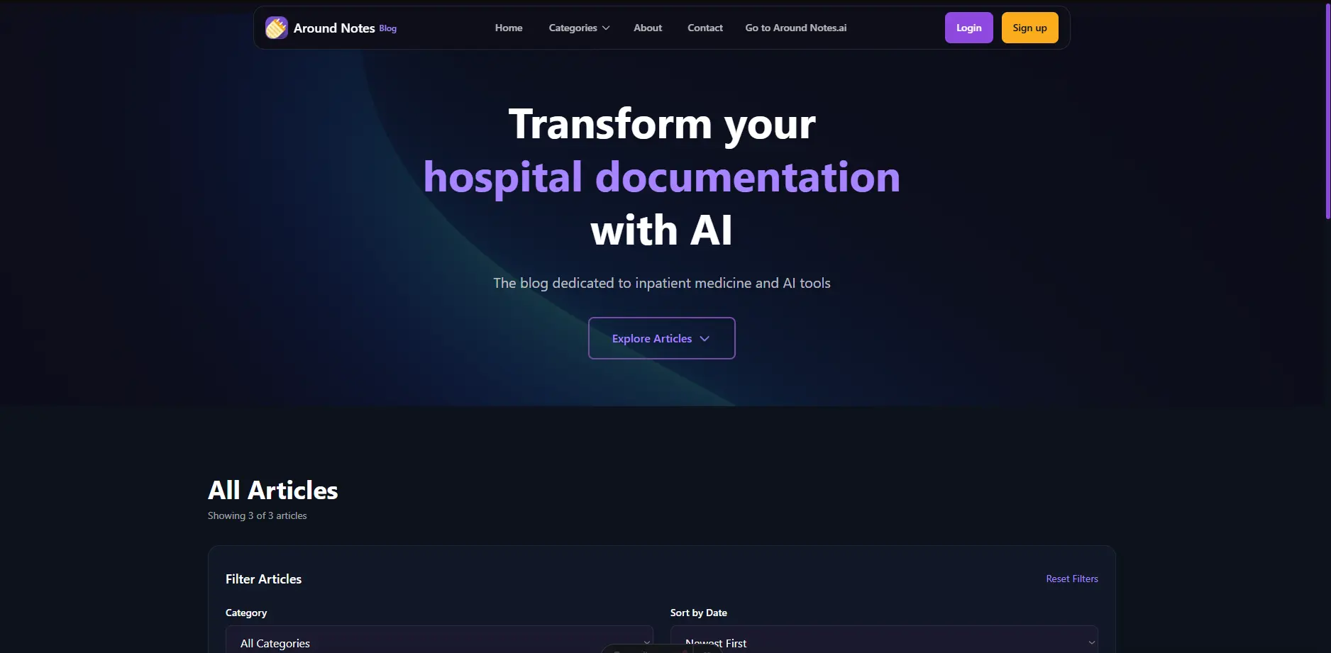 Around Notes Blog - Screenshot del proyecto