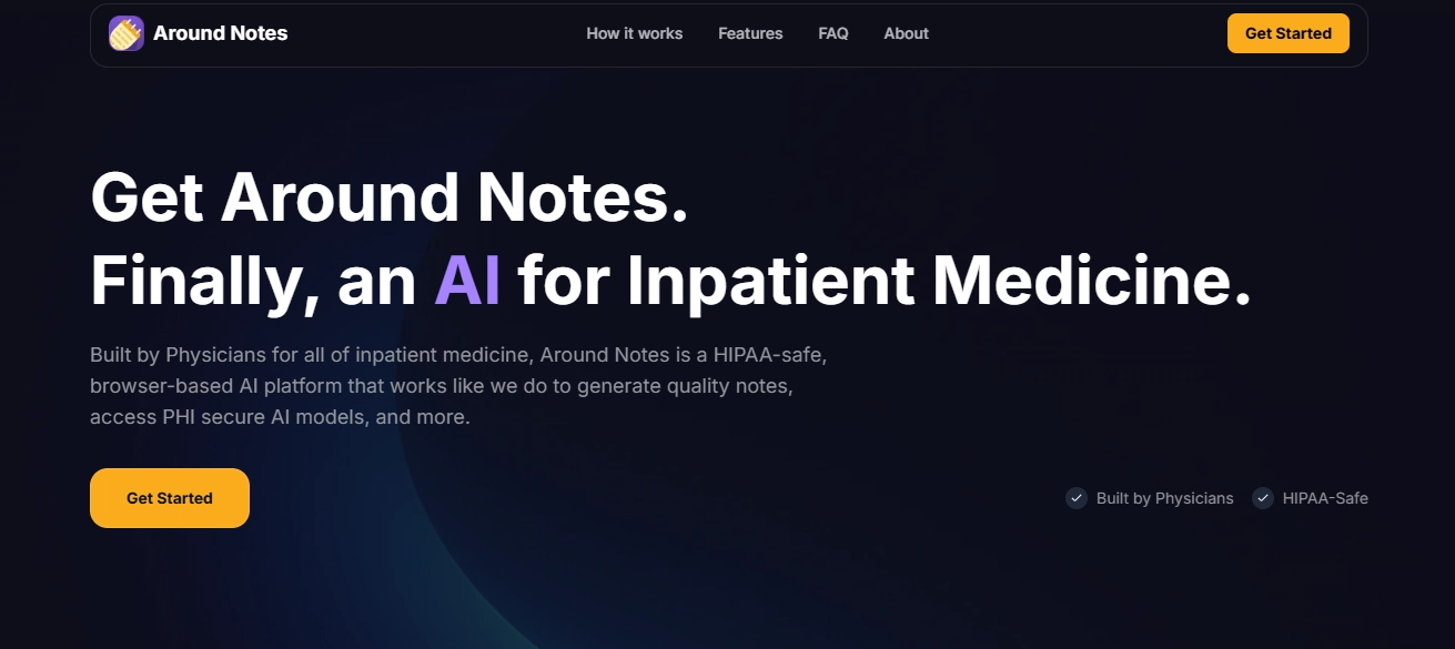 Around Notes Landing Page - Screenshot del proyecto